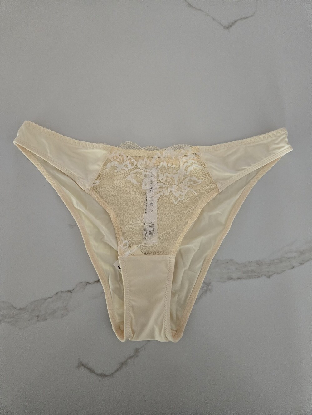 NWT Anthropologie Lace-Front Bikini Briefs in Cream